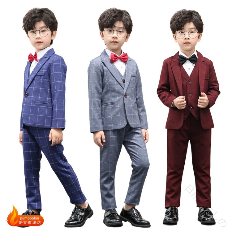 子供 スーツ キッズ 男の子 フォーマル 4点 5点 セット チェック柄 上品 入学式 入園式 七五三 大きい サイズ 90 170cm スーツセット 卒園式 卒業式 保育園 演奏会 ピアノ 小学生